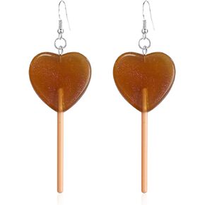 Heart Lollipop Earrings Cute Candy Dangle Earrings for Women and Girls Resin Heart Earrings 80s 90s Earrings Valentines Day Gift