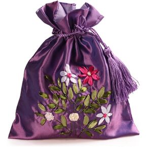 2500 كيس من الحرير المطرز بطبقتين برباط سحب للعملات المعدنية حقيبة حلوى ارتفاع 8.3 انش عرض 7.1 انش 12 قطعة/مجموعة SND006 in Kuwait