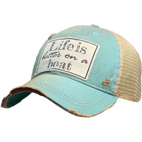 VINTAGE LIFE Life is Better on a Boat Cap, Teal