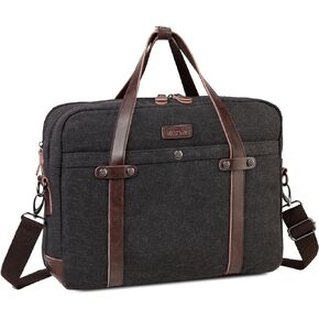 VASCHY Laptop Bag for Men, Vintage Canvas Water Resistant 15.6 inch Messenger Bag Business Briefcase Shoulder Bag