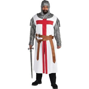 Amscan Multicolor Polyester Crusader Men's Costume Set - (Plus XXL 48-52) - 1 Set - Perfect for Halloween & Medieval-Themed Events