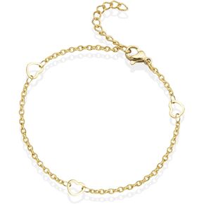 555Jewelry Womens Stainless Steel Multiple Heart Charm Link Chain Love Bracelet