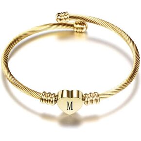 LSxAB Gold A-Z Letter Bangle Initial Bracelet Women for Women Family Christmas Name Love Gifts for Girls Sister Mom Aunt Daughter Auntie Cousin Grandma Bday Alphabet Birthday Anniversary