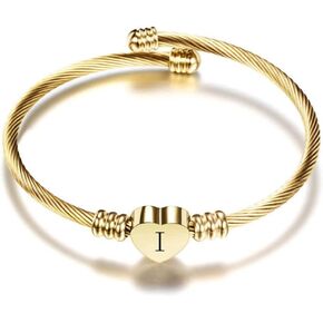 LSxAB Gold A-Z Letter Bangle Initial Bracelet Women for Women Family Christmas Name Love Gifts for Girls Sister Mom Aunt Daughter Auntie Cousin Grandma Bday Alphabet Birthday Anniversary in Kuwait