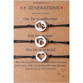 ShiQiao Spl Grandma Mother Daughter Gift Bracelets for 3 Generations Bracelets for Grandma Mom Granddaughter Mother's Day Birthday Gifts