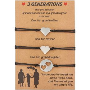 ShiQiao Spl Grandma Mother Daughter Gift Bracelets for 3 Generations Bracelets for Grandma Mom Granddaughter Mother's Day Birthday Gifts