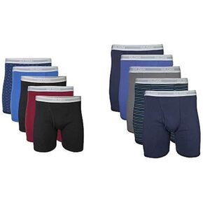 Gildan Men's Regular Leg Boxer Brief 5 Pack, Large, Mixed Blue/Grey Men's Regular Leg Boxer Brief 5 Pack, Large, Mixed Navy