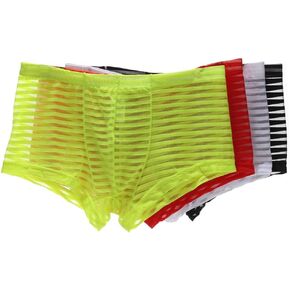 سراويل داخلية قصيرة للرجال من KAMUON مكونة من 4 قطع مثيرة منخفضة الارتفاع شفافة من خلال شبكة بوكسر in Kuwait