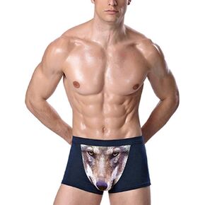 sandbank Men’s Boxer brief Breathable Modal Underwear 3D Wolf Boxers Trunk
