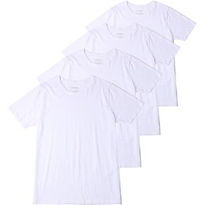 Comfneat Men's Cotton Blend Undershirts Crew Neck Lightweight T-Shirts 4-Pack