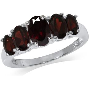 Silvershake Graduated 5-Stone Gemstone in White Gold Plated 925 Sterling Silver Right Hand Anniversary Ring Jewelry for Women
