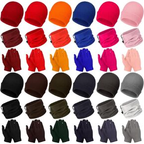 36 Pcs Winter Unisex Gloves Beanies Neck Warmers Set Including 12 Pcs Cozy Scarf 12 Pcs Knitting Hats 12 Pcs Gloves for Women Men Charity Gift