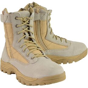 Milwaukee Leather MBM9111 Men's Lace-Up Desert Sand 9-Inch Leather Tactical Boots with Side Zippers