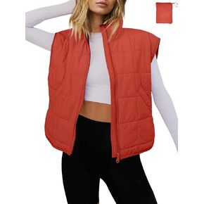 LAMISSCHE Womens Cropped Puffer Vest Oversized Zip Up Quilted Jackets Packable Padded Gilet Puffy Down Coat With Pockets