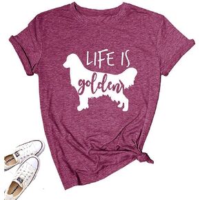 تي شيرت Life is Golden للنساء بتصميم لطيف على شكل كلب أمي وأكمام قصيرة كاجوال لهدايا ماما in Kuwait