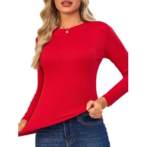 Long Sleeve Shirts Women Half-Mock Ribbed Tops Tshirt for Women Basic Trendy Stretchy Lightweight in Kuwait