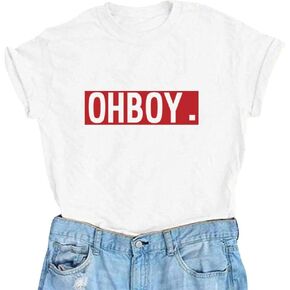 YITAN Letter Funny O Neck Women T Shirts Top