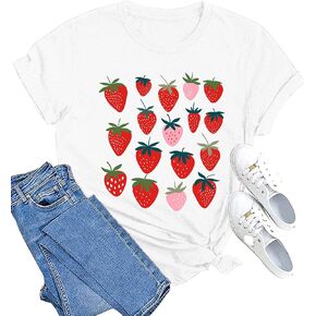 MAIHUN Strawberry Shirts Fruit Tshirts Strawberries Graphic Tee Garden Clothing Gardener Gift Tops