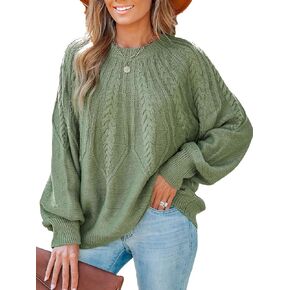 CUPSHE Women Round Neck Sweater Knit Casual Tops Long Sleeves
