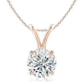 The Diamond Deal SI1-SI2 Clarity (.25-1.00 Carat) Cttw Lab-Grown Round Solitaire Diamond Pendant Necklace Womens Girls |14k Yellow or White or Rose/Pink Gold with 18" chain 0