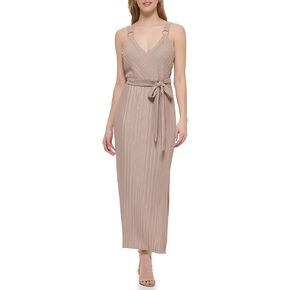 GUESS Women's Crystal Pleated Maxi Waist Tie Dress in Kuwait