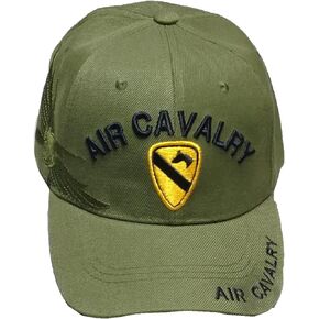 Air CAV (1st CAV Emblem) (Air Cavalry on Bill) (Black Letters) Baseball Cap (Green)