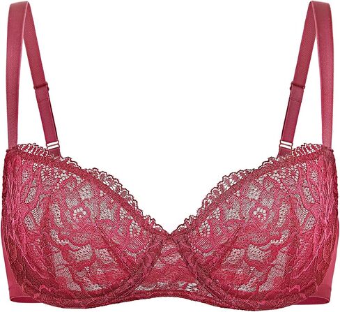 DELIMIRA Women's Balconette Bra Push Up Underwire Unlined Sexy See Through Bras Plus Size in Saudi Arabia