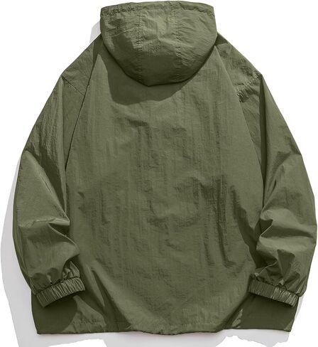 KGYA Men's Solid Color Rain Jacket, Lightweight Waterproof Quick Dry Loose Fit Hooded Rain Coat in Kuwait