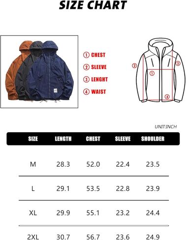 KGYA Men's Solid Color Rain Jacket, Lightweight Waterproof Quick Dry Loose Fit Hooded Rain Coat in Kuwait