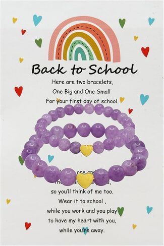 CHICYOHO Back to School Bracelets Matching Heart Crystal Mother Daughter First Day of School Bracelets for Mommy and Me Separation Anxiety Bracelet for Girls Boys in Saudi Arabia