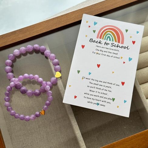 CHICYOHO Back to School Bracelets Matching Heart Crystal Mother Daughter First Day of School Bracelets for Mommy and Me Separation Anxiety Bracelet for Girls Boys in Saudi Arabia