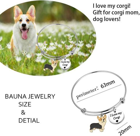 BAUNA Corgi Dog Gift I Love My Corgi Bracelet Gifts for Dog Lover Corgi Mom Gift in Saudi Arabia