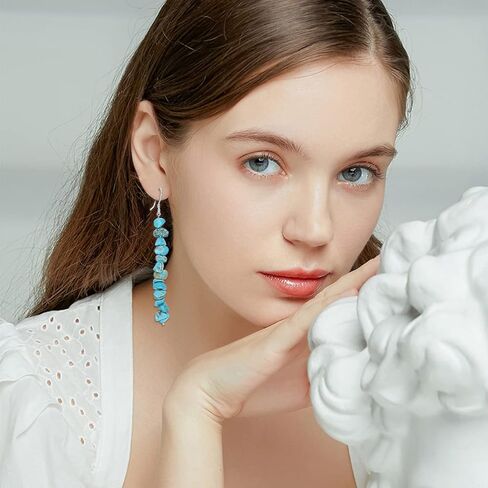 PLATYCO المرأة الأحجار الكريمة الخرز أقراط 925 فضة أقراط الخرز اليدوية استرخى أقراط هدية للنساء الفتيات in Kuwait