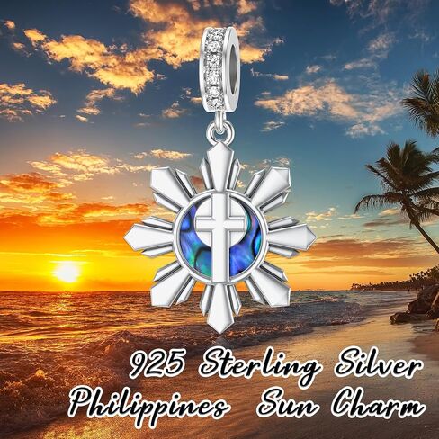 LEECCI Valentine Gift for Her Philippines Sun Charms for Bracelet 925 Sterling Silver Filipino Charm Bead Filipina Jewelry Gifts for Filipino Women Girls in Kuwait
