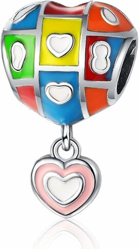 mycherish الحب القلب نجمة القمر الهواء بالون سحر تتدلى للأساور والقلائد المرأة الخرز سحر تتدلى 925 الفضة الاسترليني 5a الزركون مكعب، عيد الميلاد هدايا مجوهرات عيد الأم لها in Kuwait