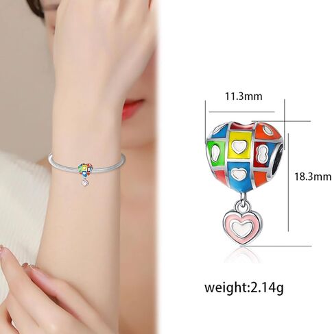 mycherish الحب القلب نجمة القمر الهواء بالون سحر تتدلى للأساور والقلائد المرأة الخرز سحر تتدلى 925 الفضة الاسترليني 5a الزركون مكعب، عيد الميلاد هدايا مجوهرات عيد الأم لها in Kuwait