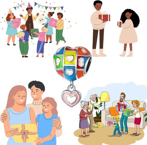 mycherish الحب القلب نجمة القمر الهواء بالون سحر تتدلى للأساور والقلائد المرأة الخرز سحر تتدلى 925 الفضة الاسترليني 5a الزركون مكعب، عيد الميلاد هدايا مجوهرات عيد الأم لها in Kuwait