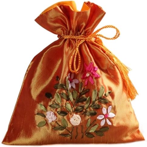 2500 كيس من الحرير المطرز بطبقتين برباط سحب للعملات المعدنية حقيبة حلوى ارتفاع 8.3 انش عرض 7.1 انش 12 قطعة/مجموعة SND006 in Kuwait