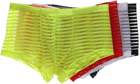 سراويل داخلية قصيرة للرجال من KAMUON مكونة من 4 قطع مثيرة منخفضة الارتفاع شفافة من خلال شبكة بوكسر in Kuwait