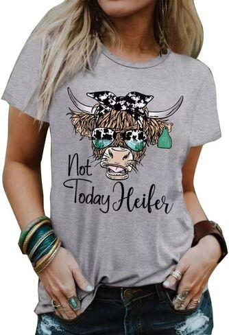 Cow Shirt for Women Funny Animal Graphic Cattle Cowgirl Tshirt Casual Farm Life T-Shirt Short Sleeve Vacation Tops in Saudi Arabia
