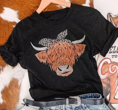 Cow Shirt for Women Funny Animal Graphic Cattle Cowgirl Tshirt Casual Farm Life T-Shirt Short Sleeve Vacation Tops in Saudi Arabia