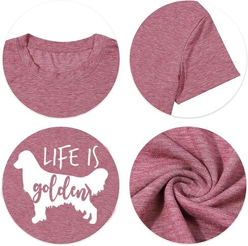 تي شيرت Life is Golden للنساء بتصميم لطيف على شكل كلب أمي وأكمام قصيرة كاجوال لهدايا ماما in Kuwait