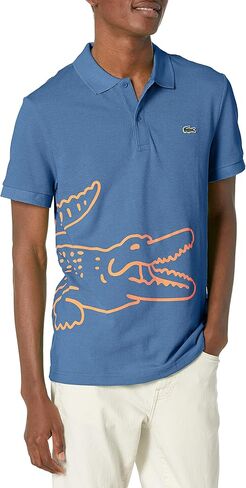 قميص بولو رجالي بأكمام قصيرة ومقاس عادي برسومات Big Croc من Lacoste in Saudi Arabia