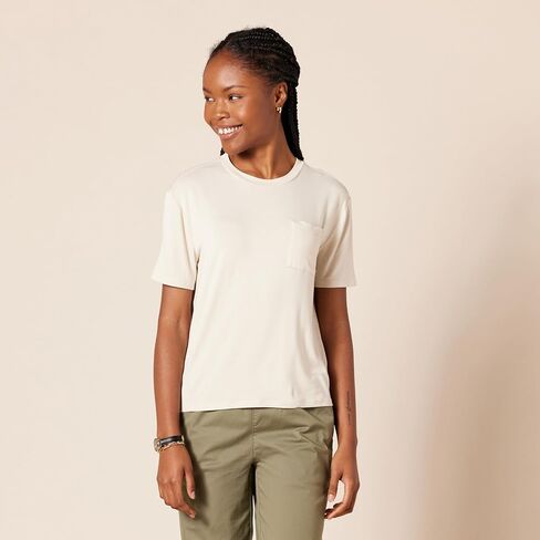 Amazon Essentials Women's Jersey Relaxed-Fit Short-Sleeve Crewneck Pocket T-Shirt, Pack of 2 in Saudi Arabia