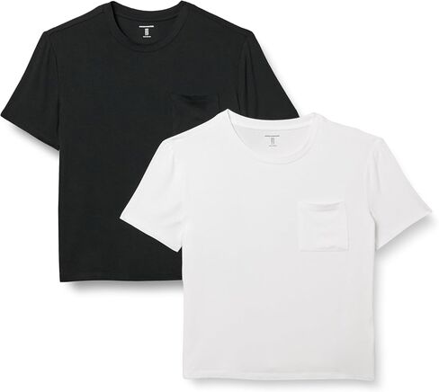 Amazon Essentials Women's Jersey Relaxed-Fit Short-Sleeve Crewneck Pocket T-Shirt, Pack of 2 in Kuwait
