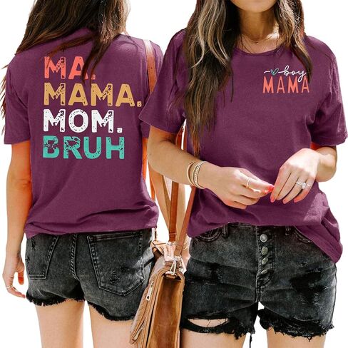 تي شيرت ما ماما أمي بروه للسيدات والأولاد ماما تي شيرت مضحك ماما مطبوع عليه حروف قمصان كاجوال بأكمام قصيرة تي شيرت in Kuwait