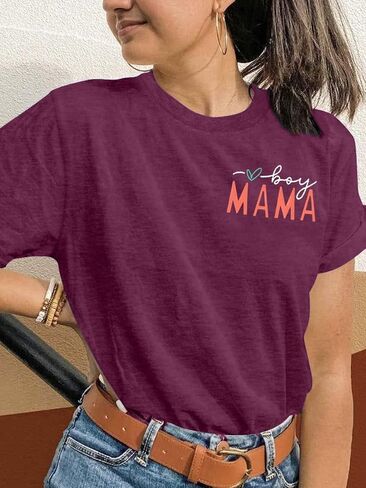 تي شيرت ما ماما أمي بروه للسيدات والأولاد ماما تي شيرت مضحك ماما مطبوع عليه حروف قمصان كاجوال بأكمام قصيرة تي شيرت in Kuwait