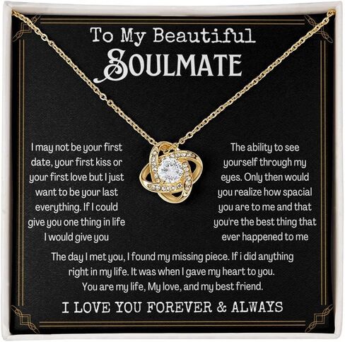 To My Soulmate Necklace For Women, To My Wife Necklace From Husband, Love Knot Necklace Gifts For Wife From Husband, Birthday Gifts For Wife, Beautiful Soulmate Jewelry On Christmas in Kuwait