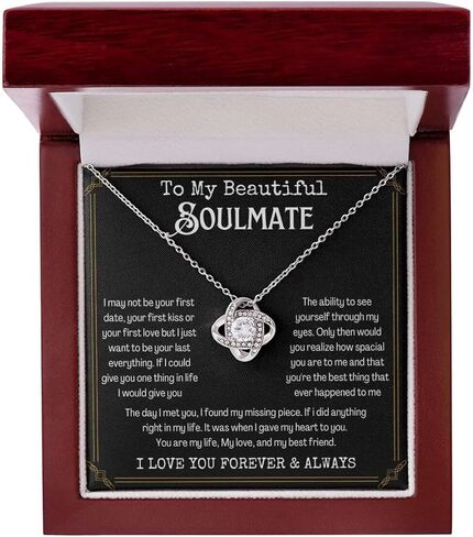 To My Soulmate Necklace For Women, To My Wife Necklace From Husband, Love Knot Necklace Gifts For Wife From Husband, Birthday Gifts For Wife, Beautiful Soulmate Jewelry On Christmas in Kuwait