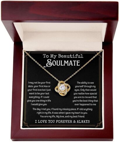 To My Soulmate Necklace For Women, To My Wife Necklace From Husband, Love Knot Necklace Gifts For Wife From Husband, Birthday Gifts For Wife, Beautiful Soulmate Jewelry On Christmas in Kuwait